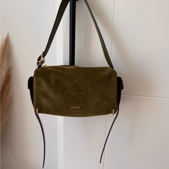 cult gaia Handbags - Cult Gaia Olive Green Suede Shoulder Bag